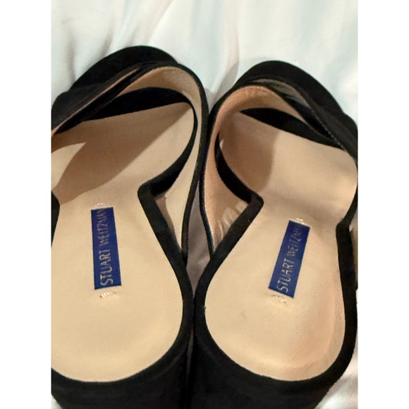 Stuart Weitzman Galene Black Suede Block Heel Mules Open Toe Sandals Spain 8.5 - Picture 2 of 10